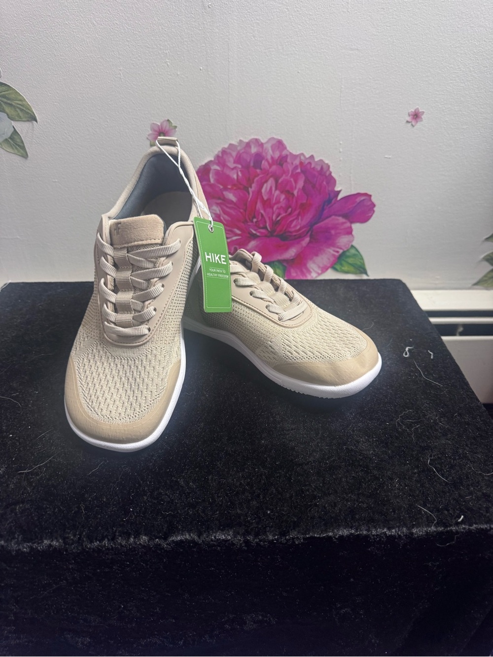 Women's Beige Knit Lace-Up Athletic Sneaker
